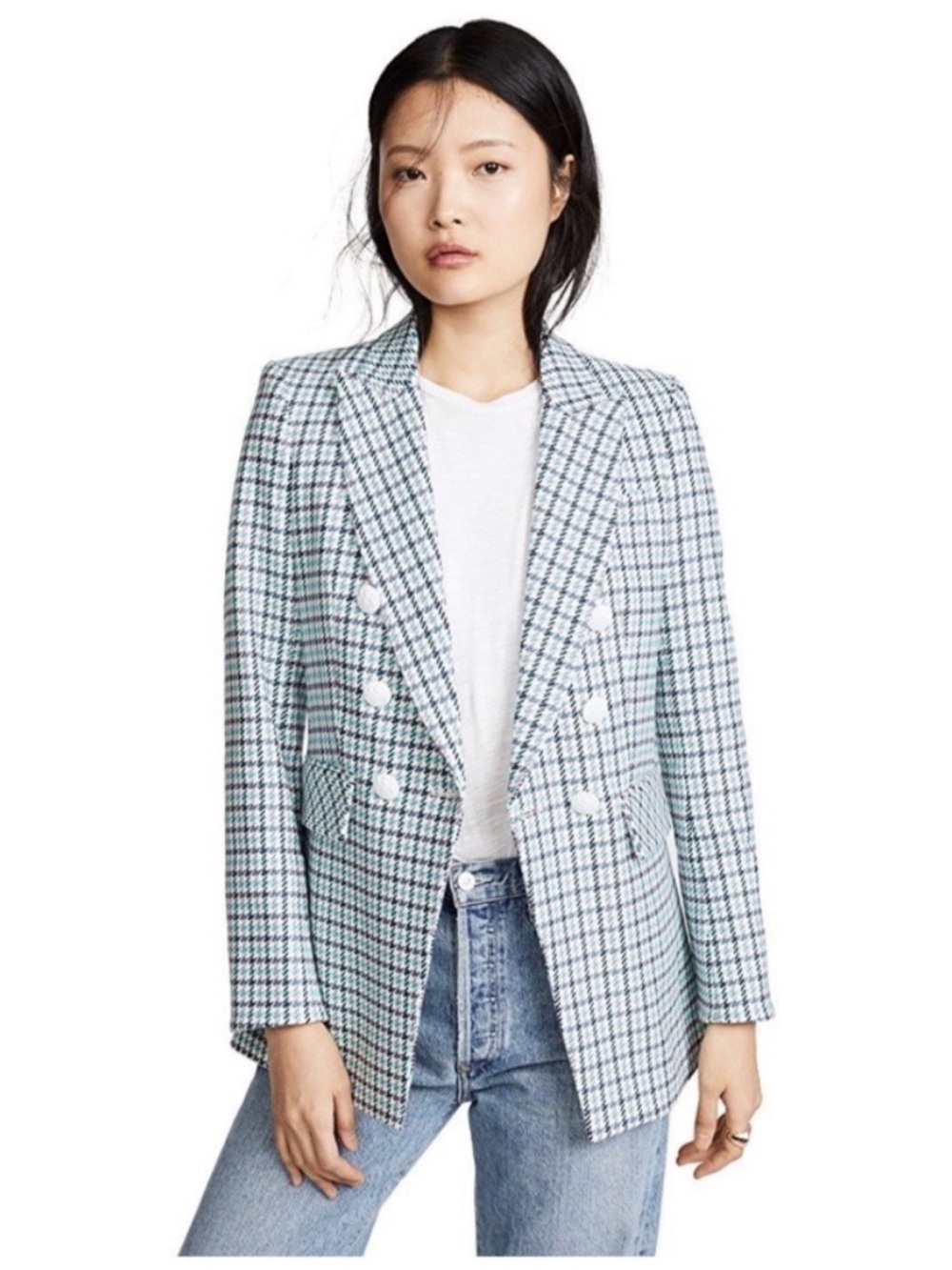 Veronica Beard Moroso Plaid Multi Double Breasted Blazer Jacket 6